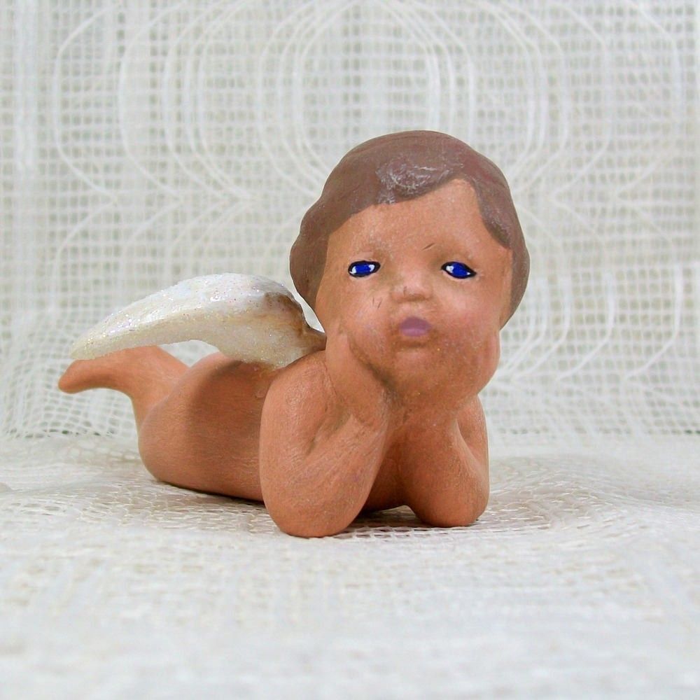 Handmade Ceramic Cherub Angel Statue, Ceramic Angel Figurine, Angel Decor